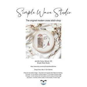 Boho Female Women Girl Line Figure Drawing Modern Counted Cross Stitch‎ Pattern